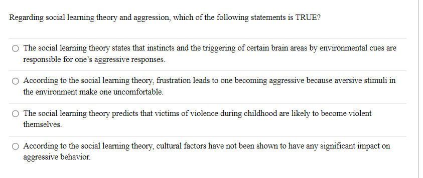 social learning theory of aggression