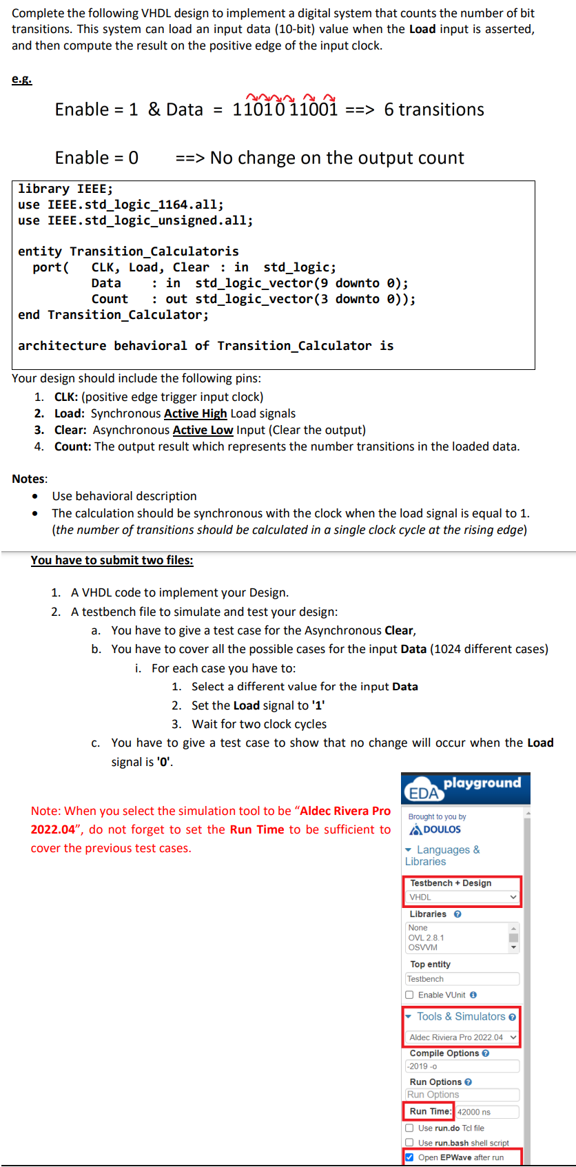 Solved Complete The Following VHDL Design To Implement A | Chegg.com