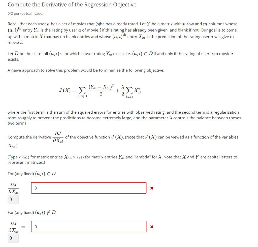 Solved Compute The Derivative Of The Regression Objective Chegg Com