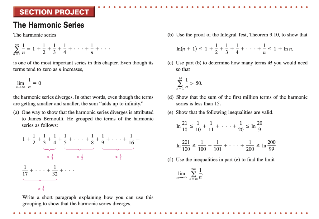 Solved The Harmonic Series The Harmonic Series (b) Use The | Chegg.com