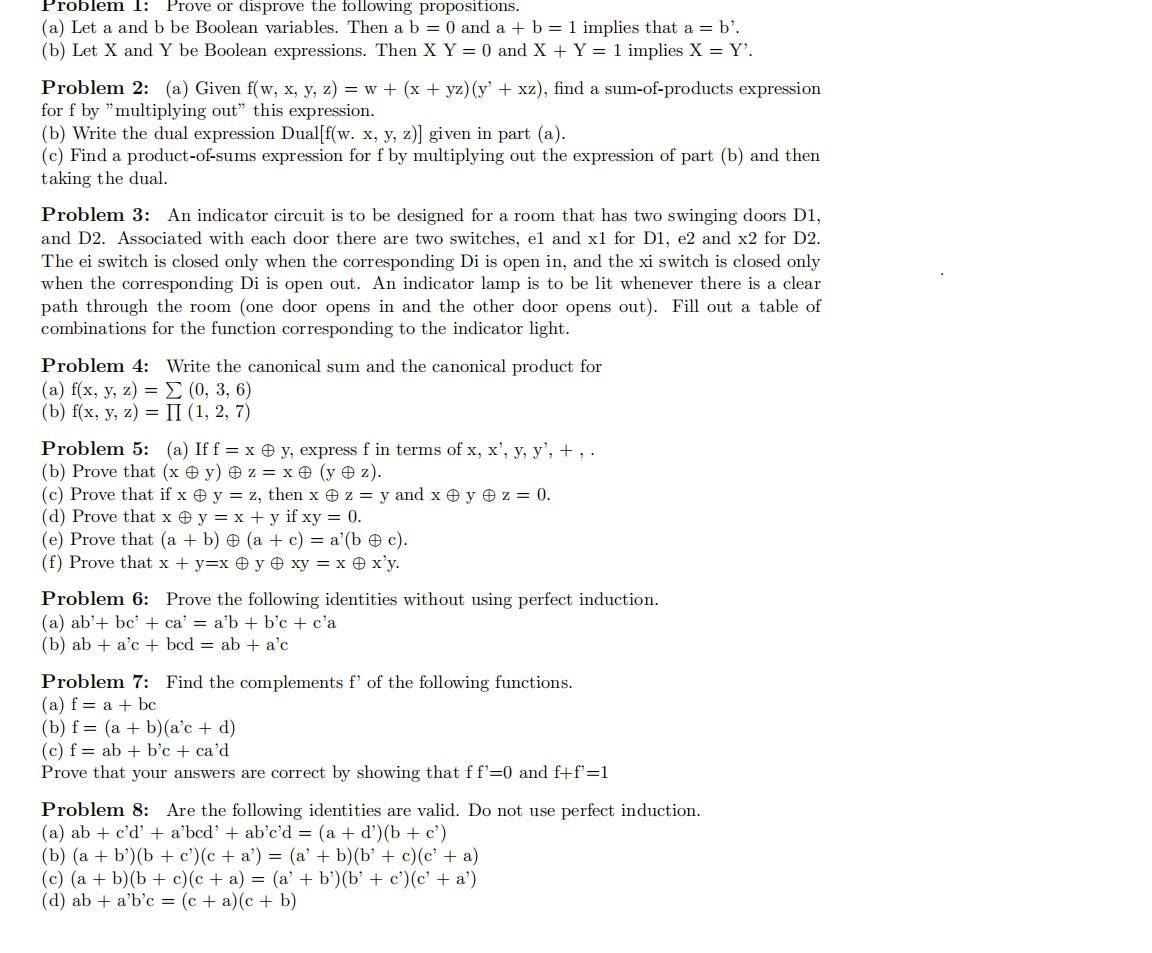 Solved Problem 1 Prove Or Disprove The Following