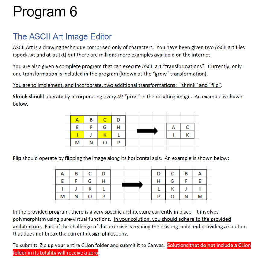 Program 6 The ASCII Art Image Editor ASCII Art is a | Chegg.com