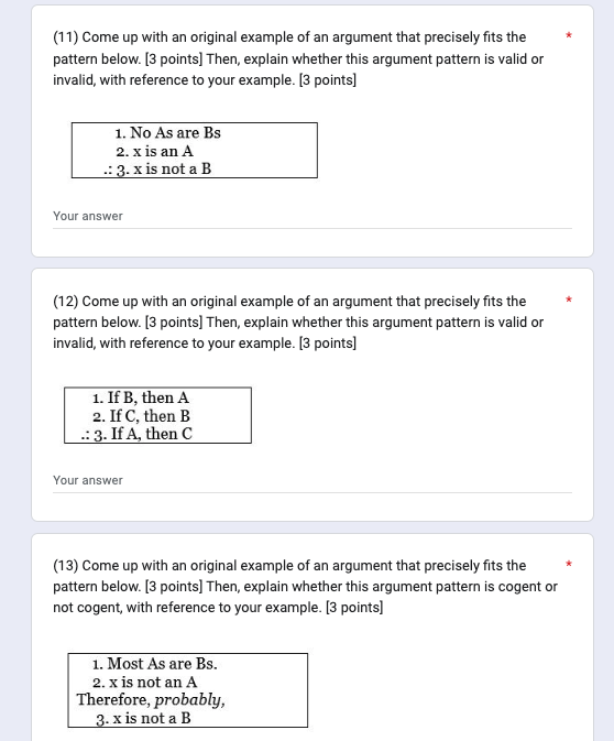 (11) Come up with an original example of an argument | Chegg.com