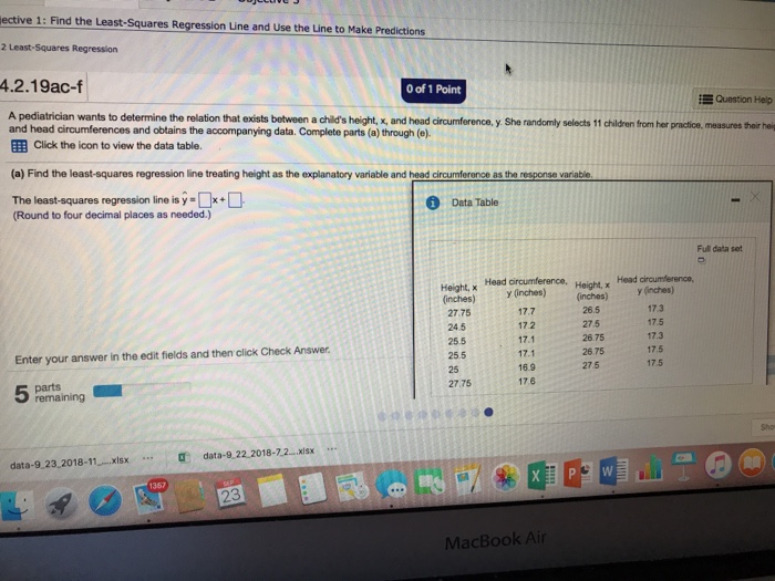 Solved ective 1: Find the Least-Squares Regression Line and | Chegg.com