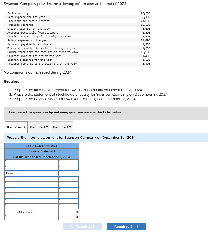 Solved Swanson Company Provides The Following Information Chegg Com   Php0RHz3N