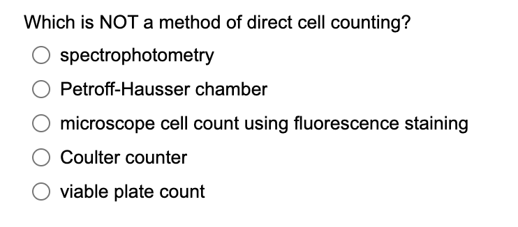 Solved Which is NOT a method of direct cell counting? | Chegg.com