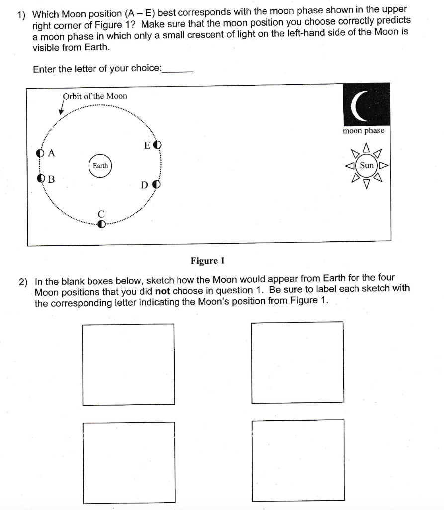 Solved 1) Which Moon position (A−E) best corresponds with