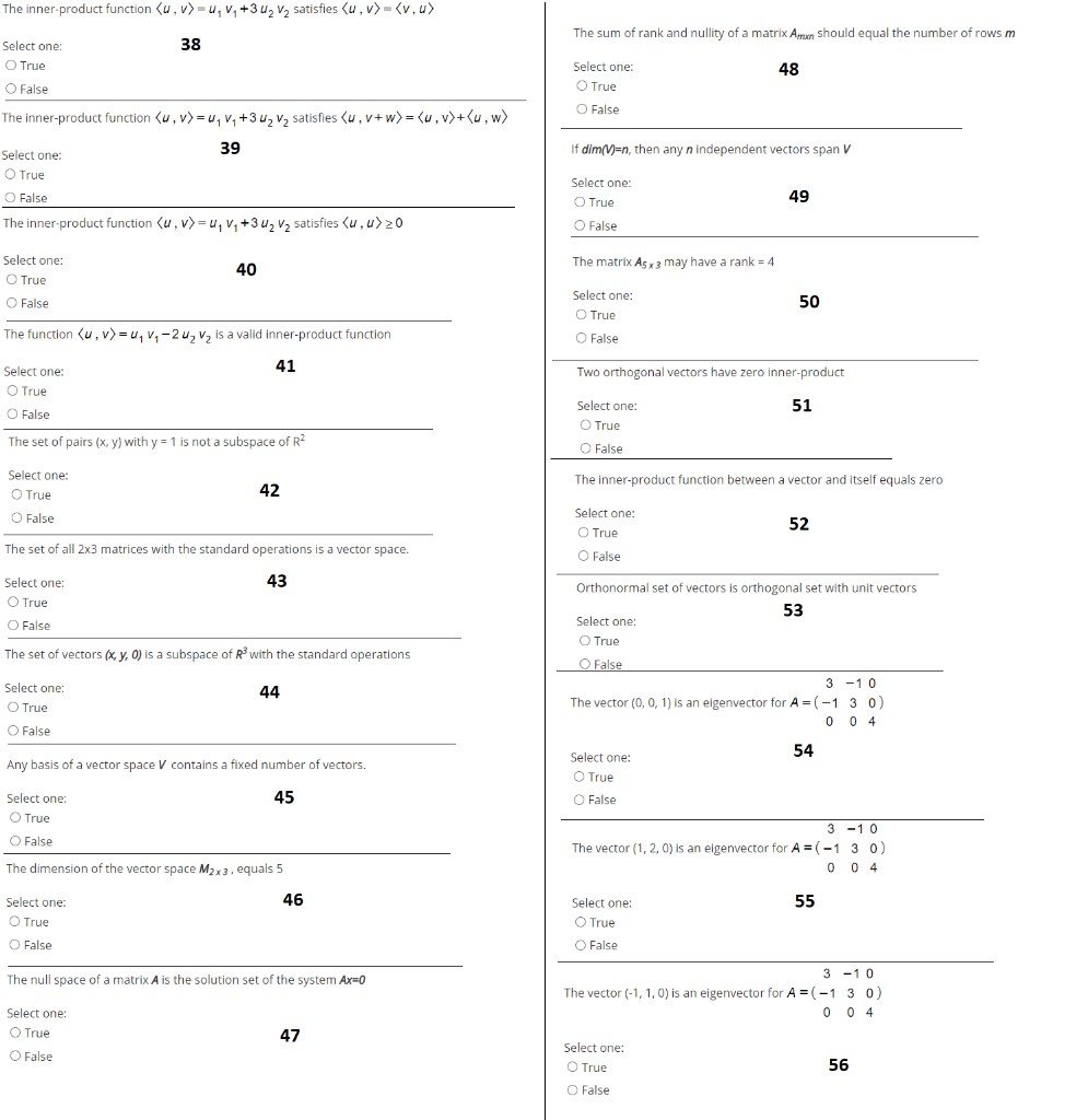 Solved The inner-product function (u, v)= , V+3 U, V, | Chegg.com