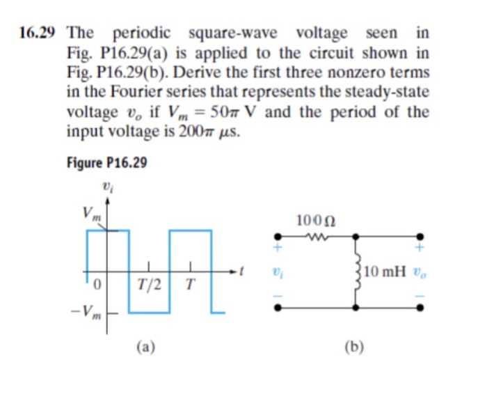 Solved 16.29 The periodic square-wave voltage seen in Fig. | Chegg.com