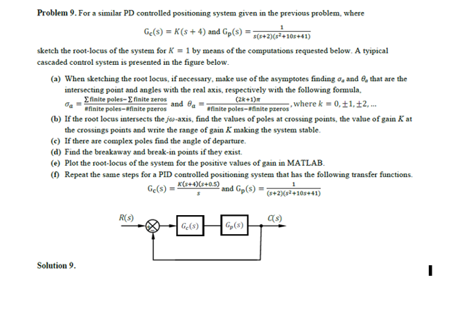 Solved Problem 9. For a similar PD controlled positioning | Chegg.com