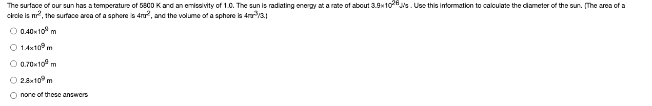 Solved The surface of our sun has a temperature of 5800 K | Chegg.com