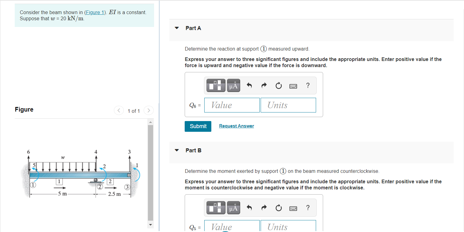 Solved Consider the beam shown in (Figure 1). El is a | Chegg.com