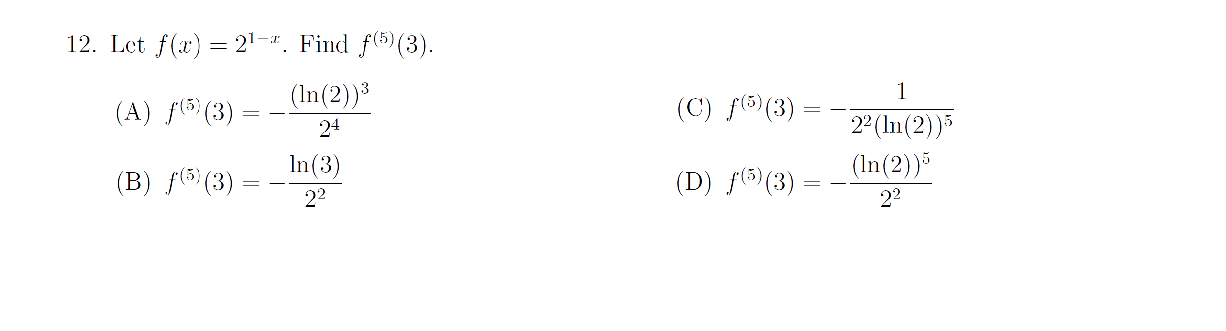Solved 12 Let F X 21 Find F 5 3 1 In 2 C F Chegg Com