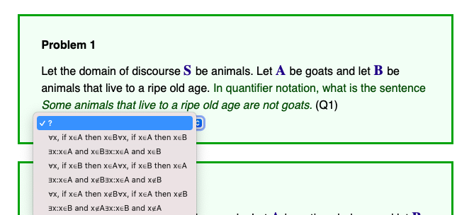 Solved Problem 1 Let the domain of discourse S be animals. | Chegg.com
