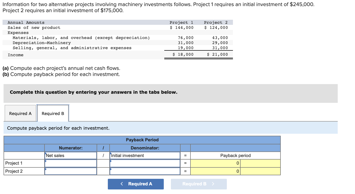 Solved Information For Two Alternative Projects Involving Chegg