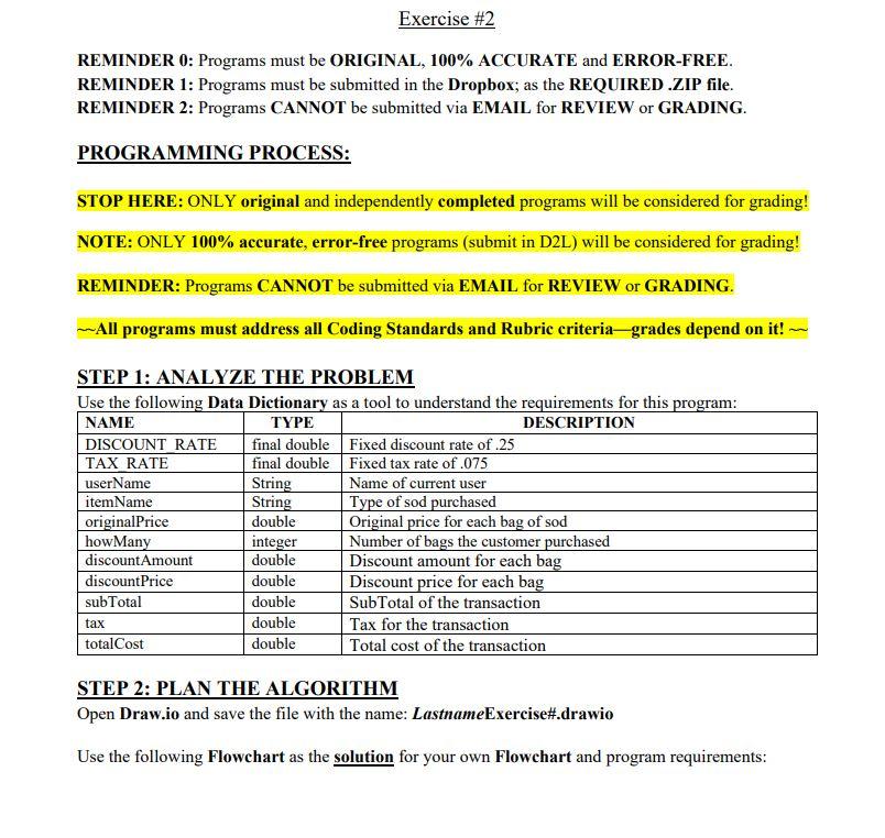 Solved Exercise #2 REMINDER 0: Programs must be ORIGINAL, | Chegg.com