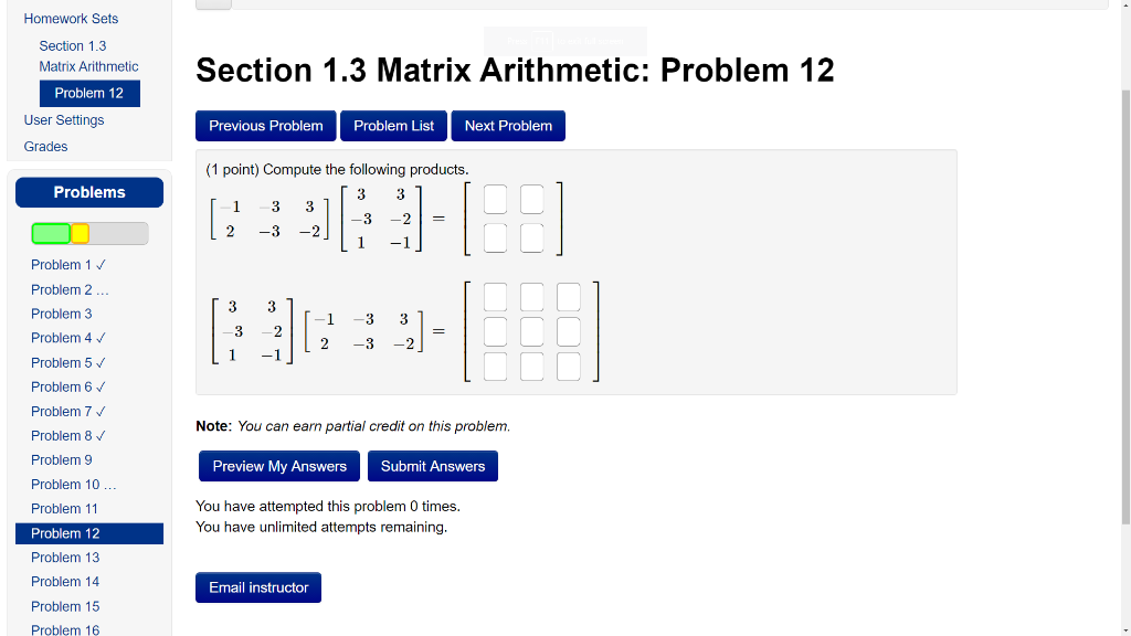 Solved Matrix Arithmetic Section 1.3 Matrix Arithmetic: | Chegg.com