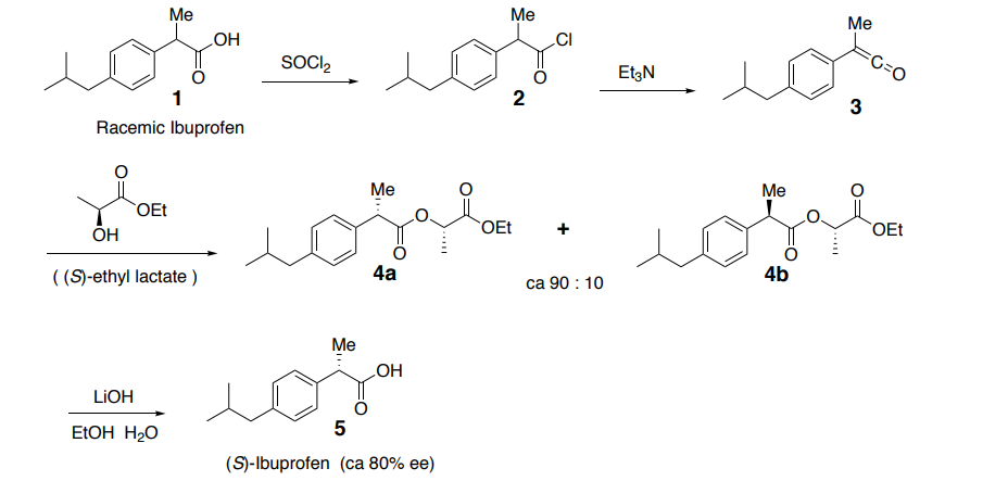 Solved SOCl2 Et3 N Racemic Ibuprofen ((S)-ethyl Lactate ) | Chegg.com