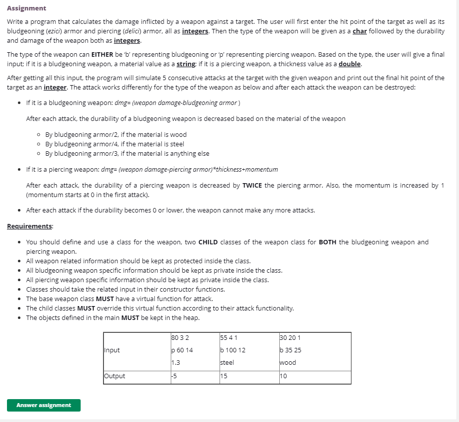 Solved Assignment Write a program that calculates the damage | Chegg.com