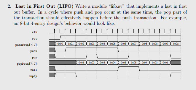 Solved 2. Last in First Out (LIFO) Write a module 