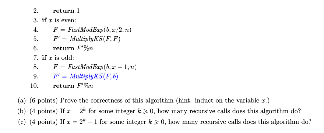 Solved 4. Modular Exponentiation Is Needed For Some | Chegg.com