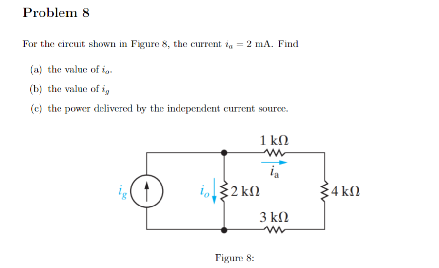 Solved For the circuit shown in Figure 8 , the current ia=2 | Chegg.com