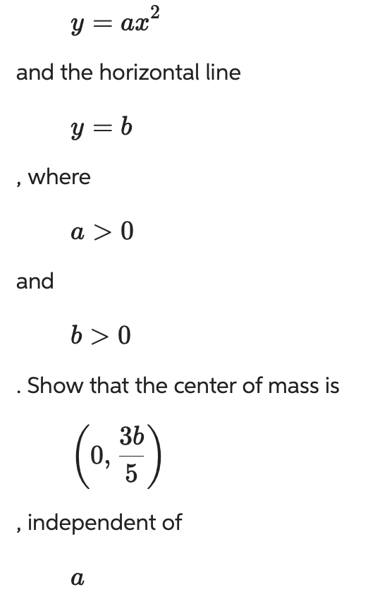 Solved A plate of unity density occupies a region between a | Chegg.com