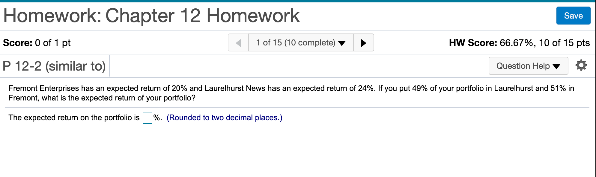 Solved Homework: Chapter 12 Homework Save Score: 0 of 1 pt 1 | Chegg.com