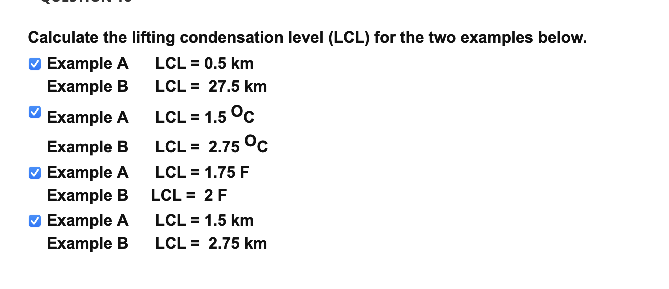 Calculate the lifting condensation level (LCL) for