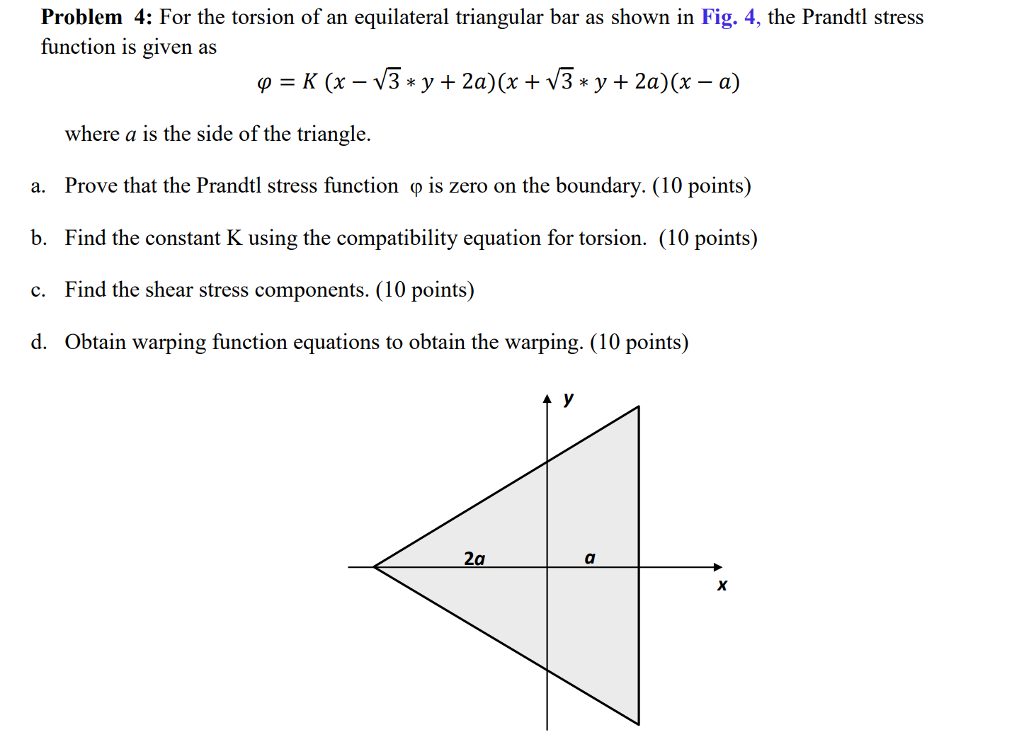 Solved Problem 4 For the torsion of an equilateral