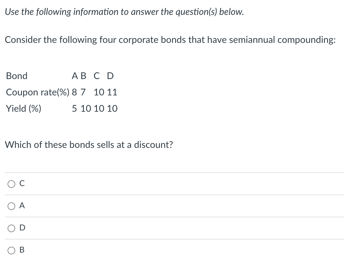 Solved Use The Following Information To Answer The | Chegg.com