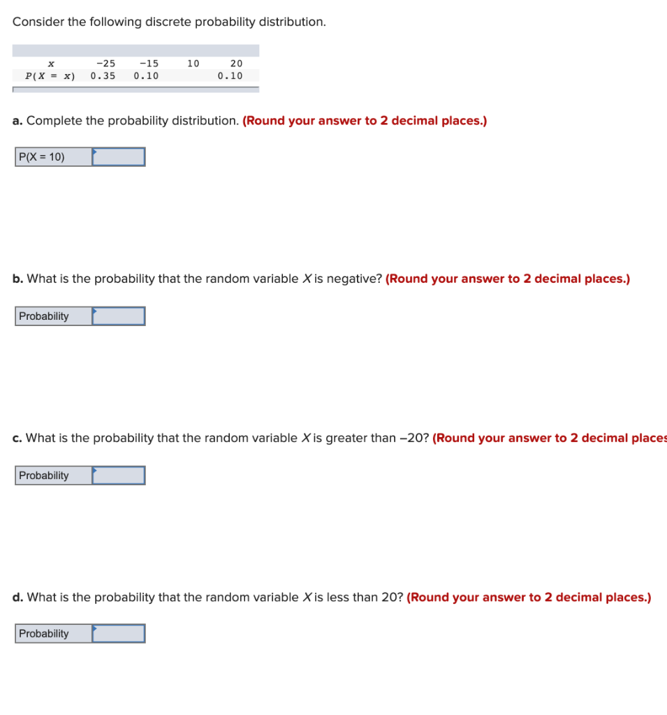 Solved Consider The Following Discrete Probability | Chegg.com