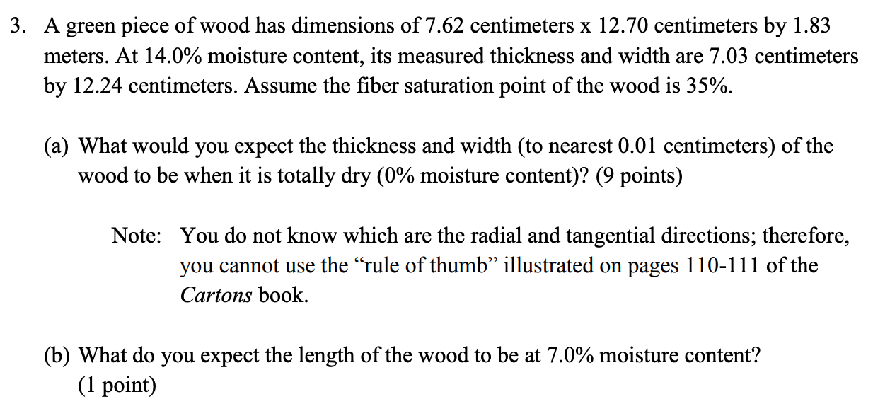 3. A green piece of wood has dimensions of 7.62 | Chegg.com