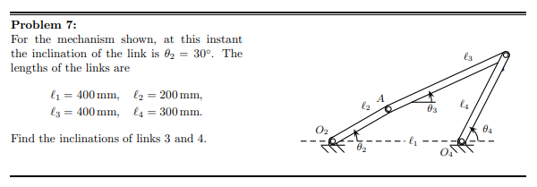 Solved Problem 7: For the mechanism shown, at this instant | Chegg.com
