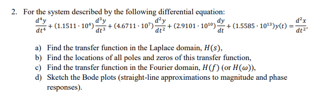 Solved 2. For the system described by the following | Chegg.com