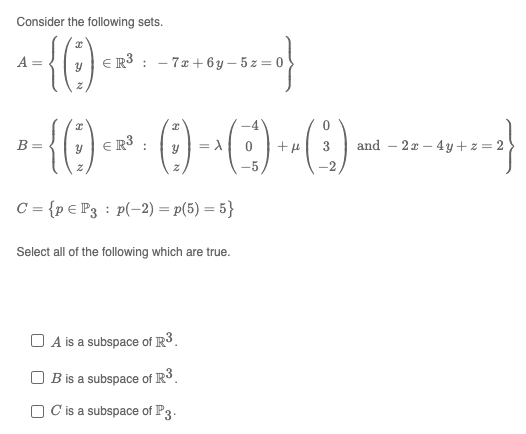Solved Consider the following sets. I A += {(-)
