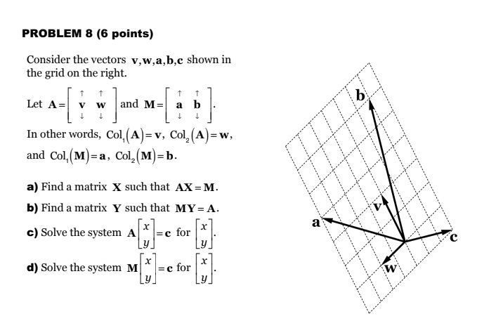 Solved PROBLEM 8 (6 Points) Consider The Vectors V,w,a,b,c | Chegg.com