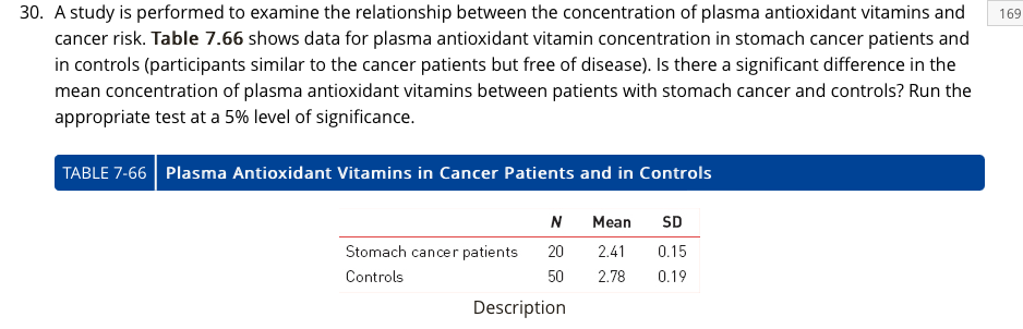 question: using Table 7.66 of stomach cancer | Chegg.com