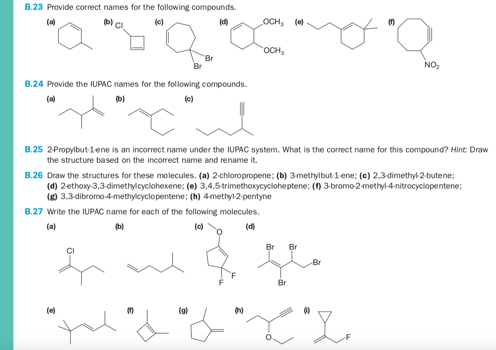 Solved B 27 Write The Iupac Name For Each Of The Followin Chegg Com