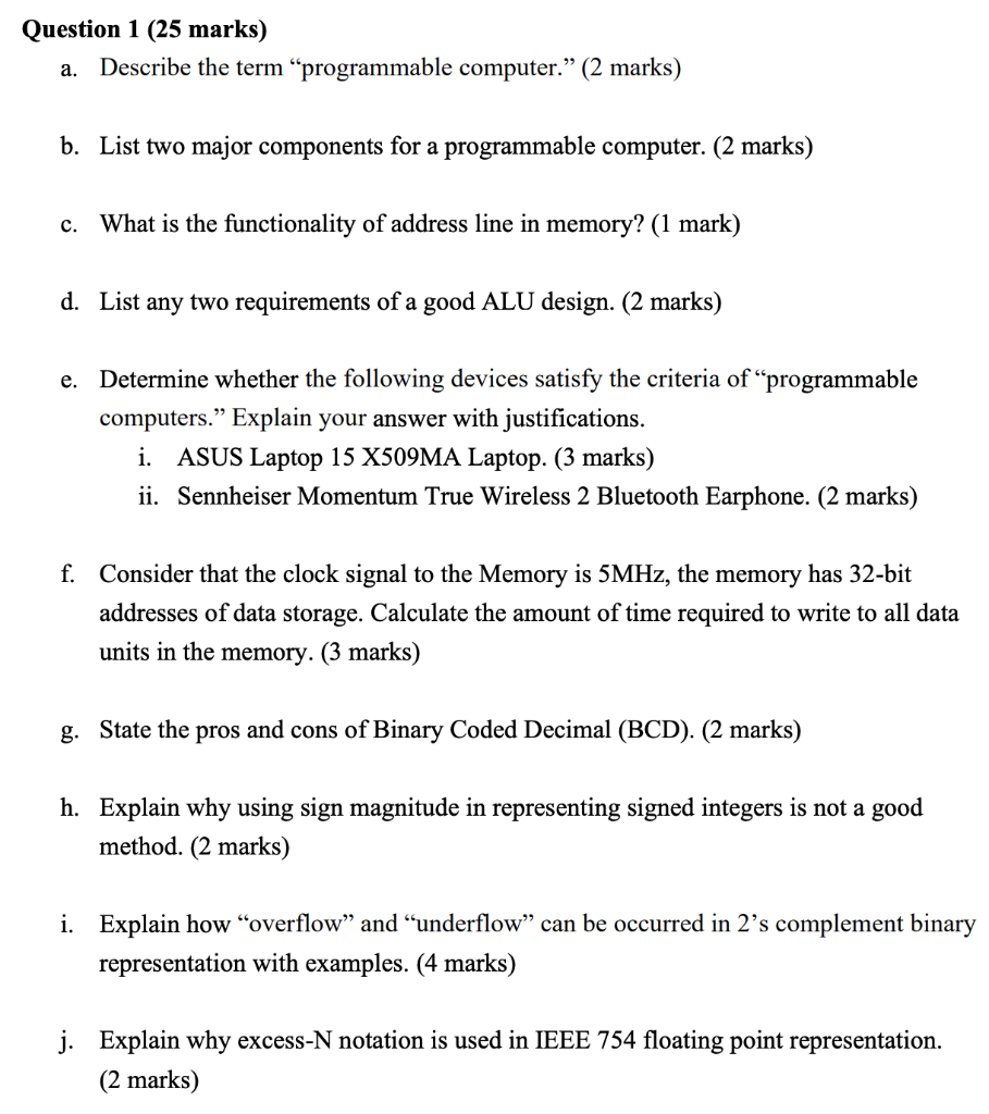 Solved Question 1 (25 marks) a. Describe the term | Chegg.com