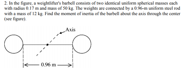 Barbell Math Solved 2. In the figure, a weightlifter's barbell consists | Chegg.com