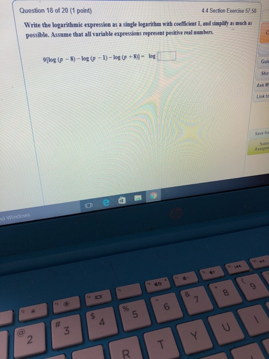 Solved Question 18 of 20 (1 point) 4.4 Section Exercise | Chegg.com