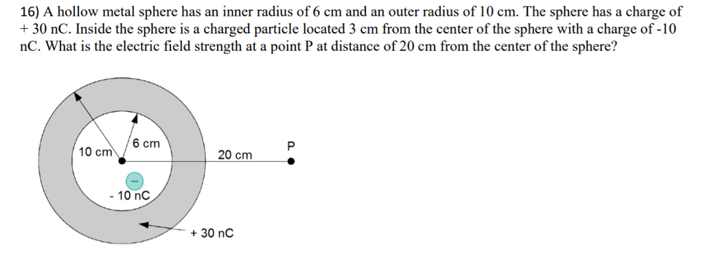 A hollow charged metal deals sphere has a radius r