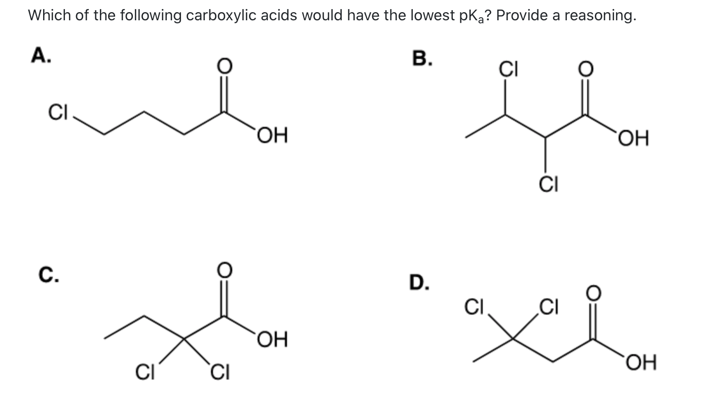 Solved Which of the following carboxylic acids would have | Chegg.com