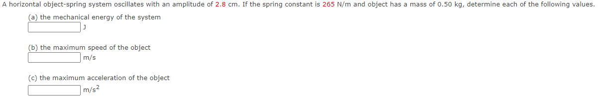 Solved A horizontal object-spring system oscillates with an | Chegg.com