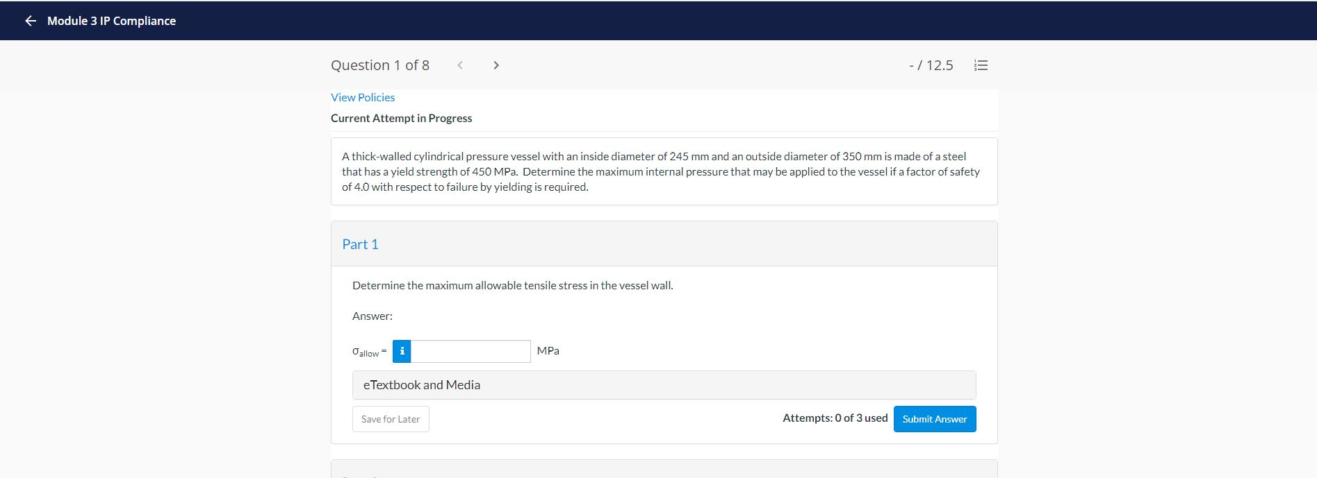 Solved + Module 3 IP Compliance Question 1 of 8 - / 12.5 | Chegg.com