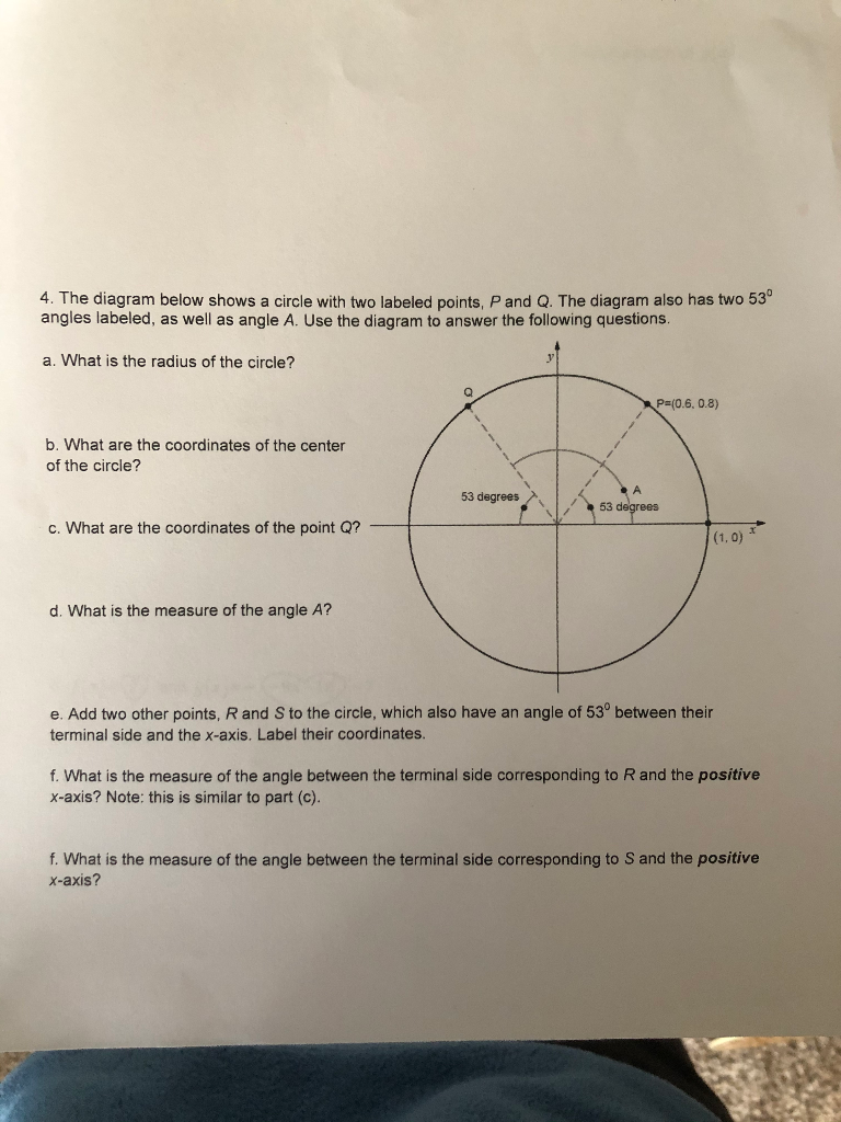 Solved The Diagram Below Shows A Circle With Two Labeled | Chegg.com