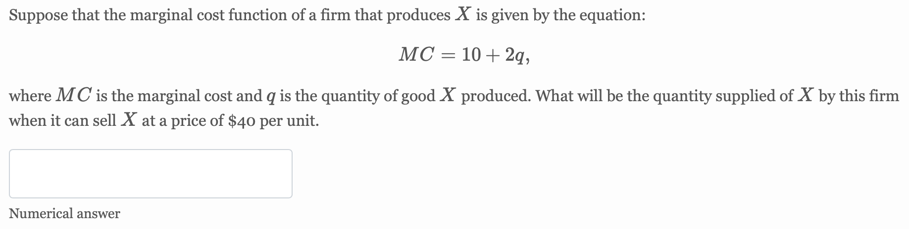 Solved Suppose that the marginal cost function of a firm | Chegg.com
