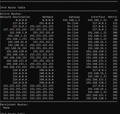 IPv4 Route Table