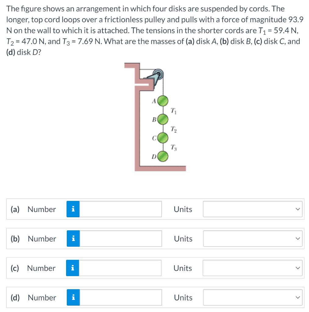 Solved The Figure Shows An Arrangement In Which Four Disks | Chegg.com